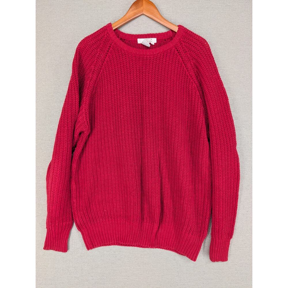 Vintage 80s 90s Oakbrook Crewneck Knit Sweater Red Pullover Size Large